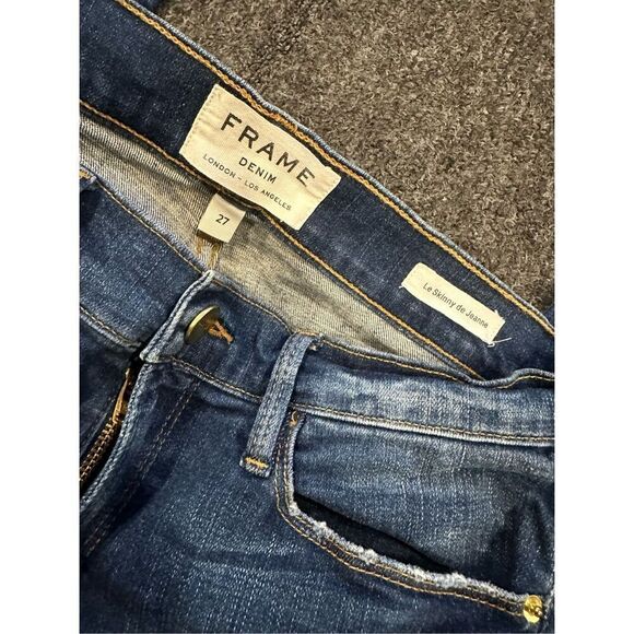 FRAME Denim Le Skinny de Jeanne Blue Skinny Jeans Size 27 Tulip Hem Mid Rise - Picture 4 of 7